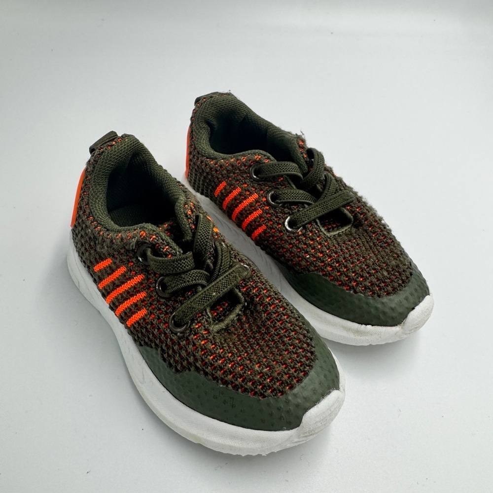 Primark Toddler Size 5 Girls Boys Kids' Olive Green and Orange Sneakers Shoes - Picture 1 of 7